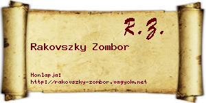Rakovszky Zombor névjegykártya